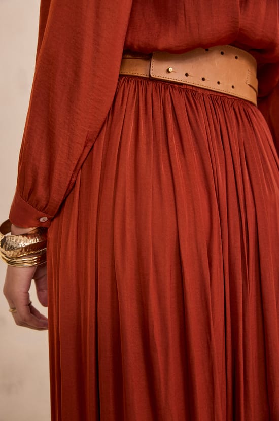 CRYSTAL pleated midi skirt;${refinementColor}