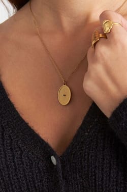 Collier médaille or éclat de zircon Bijoux Léone;${refinementColor}