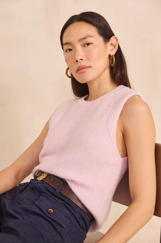 PERRY sleeveless sweater;${refinementColor}