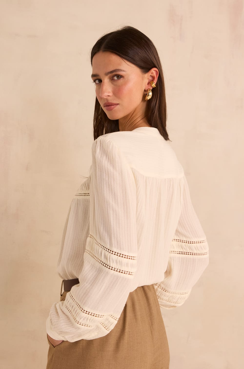 MAYA long-sleeve embroidered blouse;${refinementColor}