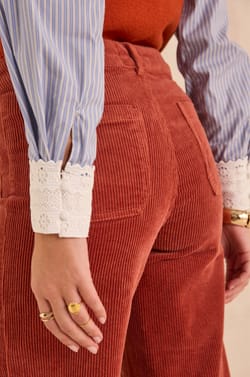 Wide cotton velvet pants STELLA BIS;${refinementColor}