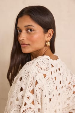 Pull crochet&eacute; &agrave; manches 3/4 en coton PENELOPPE;${refinementColor}