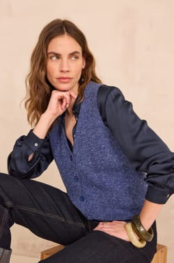 Gilet sans manches en coton m&eacute;lang&eacute; PARKER;${refinementColor}