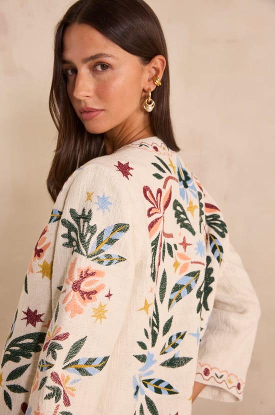 Embroidered long sleeve cotton jacket VOLTIGE;${refinementColor}