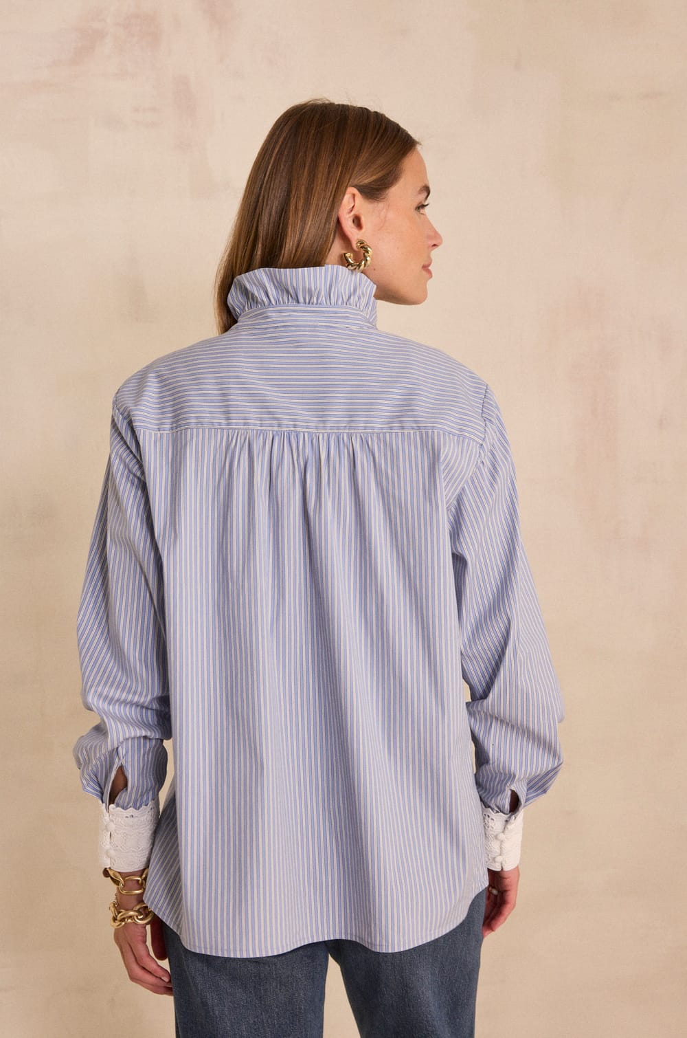 Blouse ray&eacute;e en coton DOUCE;${refinementColor}