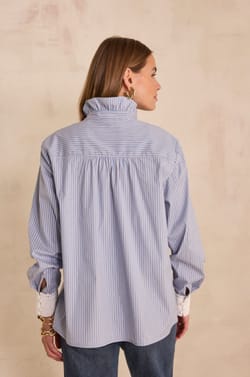 Soft striped cotton blouse;${refinementColor}