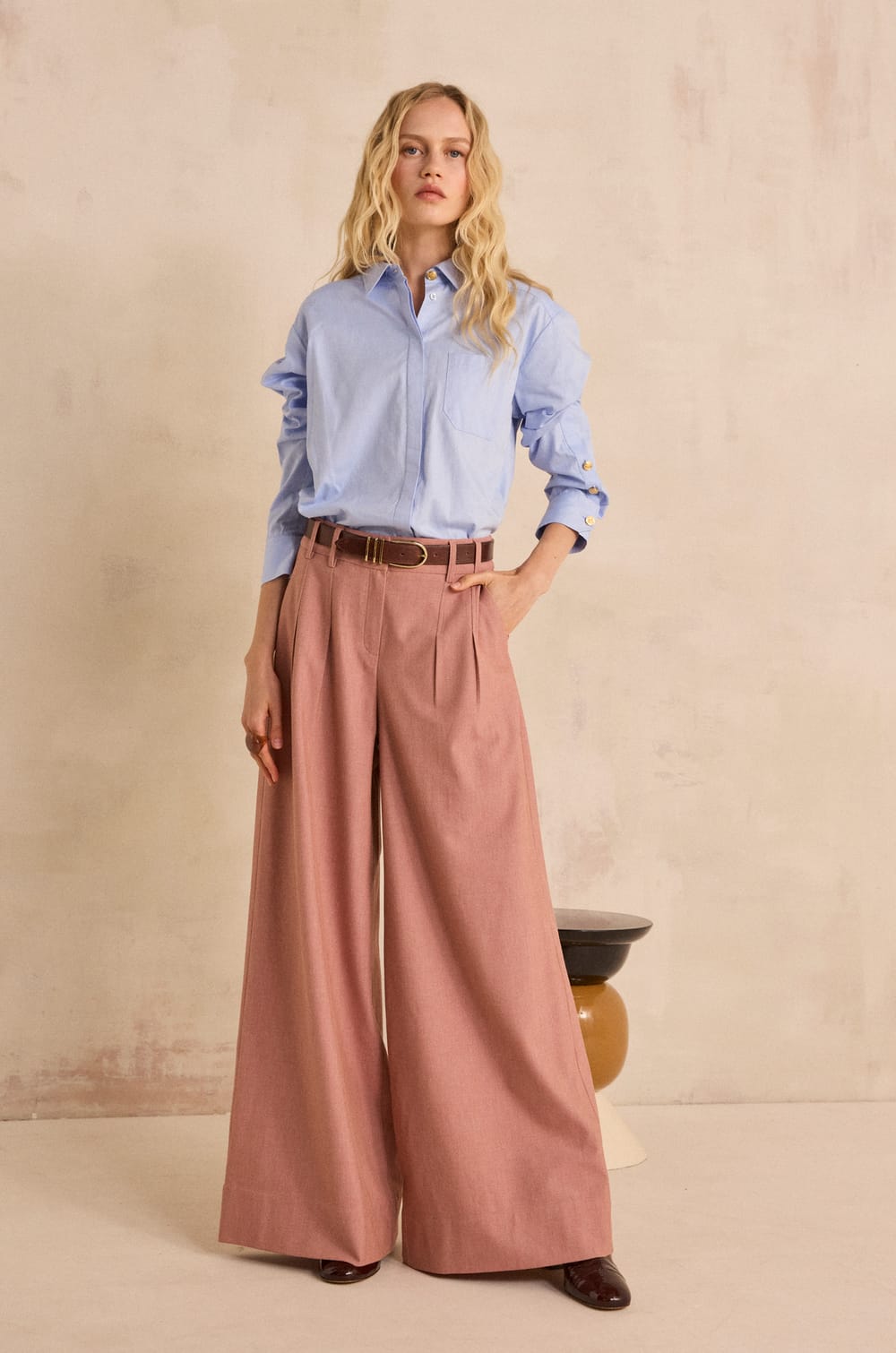 Wide pleated trousers DAISY;${refinementColor}