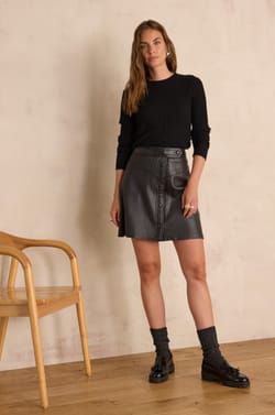 Jupe CLEMENCE en cuir;${refinementColor}