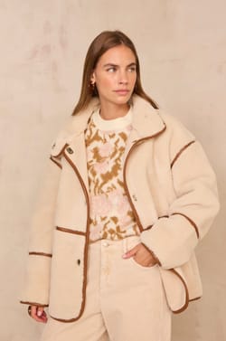 Camelia shearling-look jacket;${refinementColor}