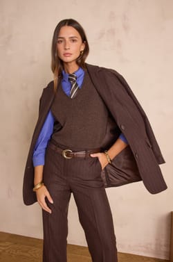 MELINA cropped striped wool trousers;${refinementColor}