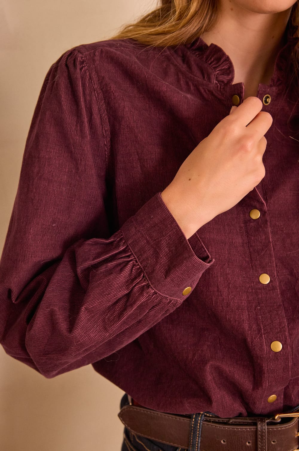 SERAPHINE velvet blouse in 100% cotton;${refinementColor}