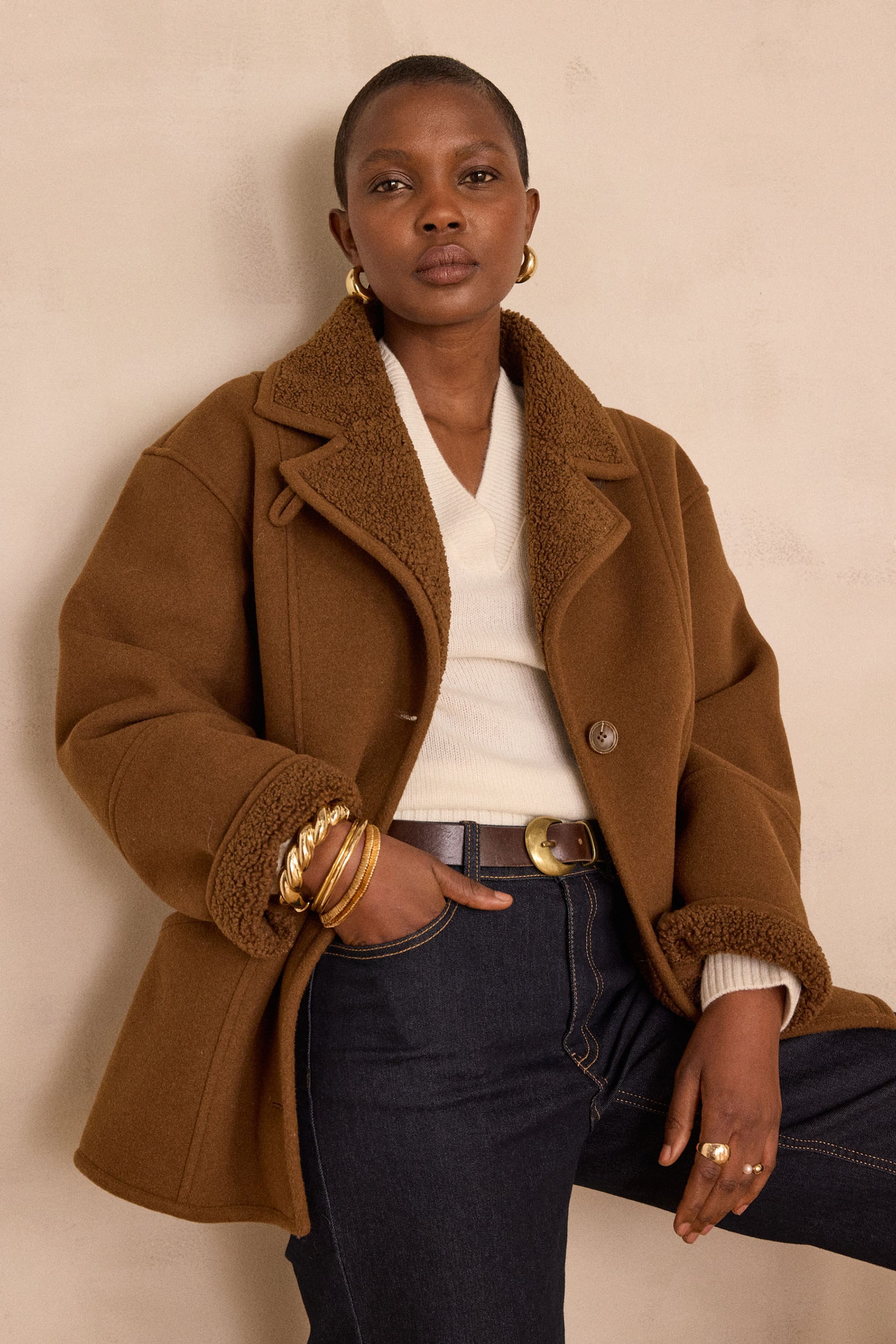 Pull Col En V Femme En Cachemire Mélangé - Tricoté Doux, Manches 3/4, Pour Automne-hiver, élégant Et Chaud - 2