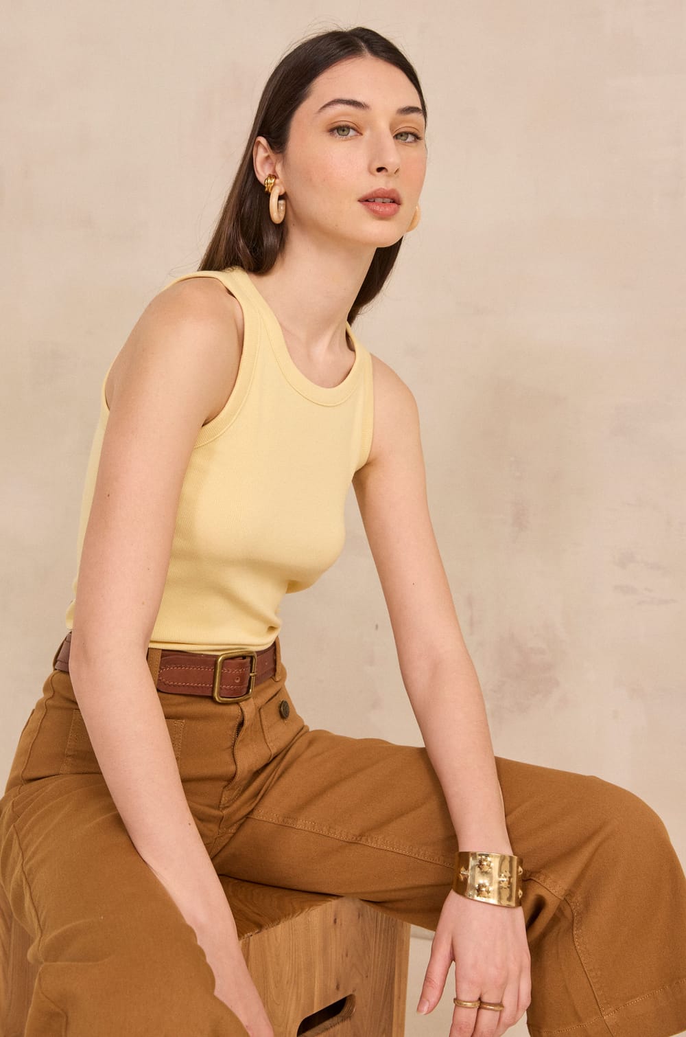 LEOPOLD mixed cotton tank top;${refinementColor}