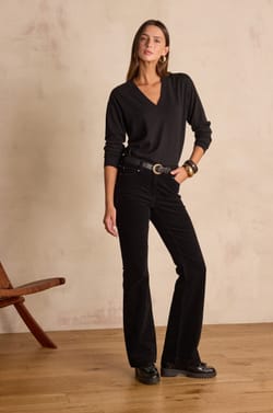 LILY bootcut trousers in cotton velvet;${refinementColor}