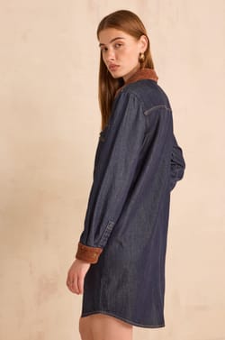 Straight denim and corduroy dress PAULINA;${refinementColor}