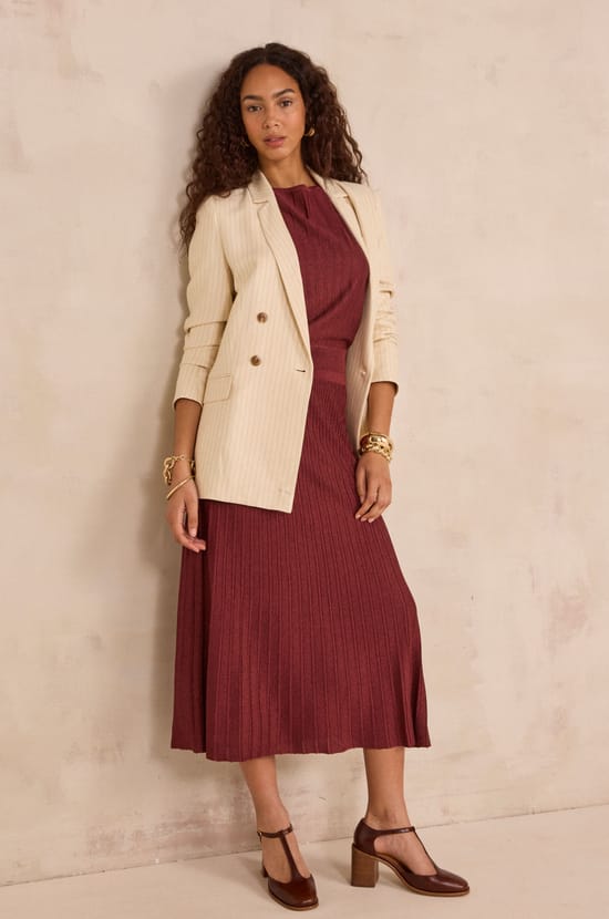 Pleated sequin mesh skirt OLYMPE;${refinementColor}