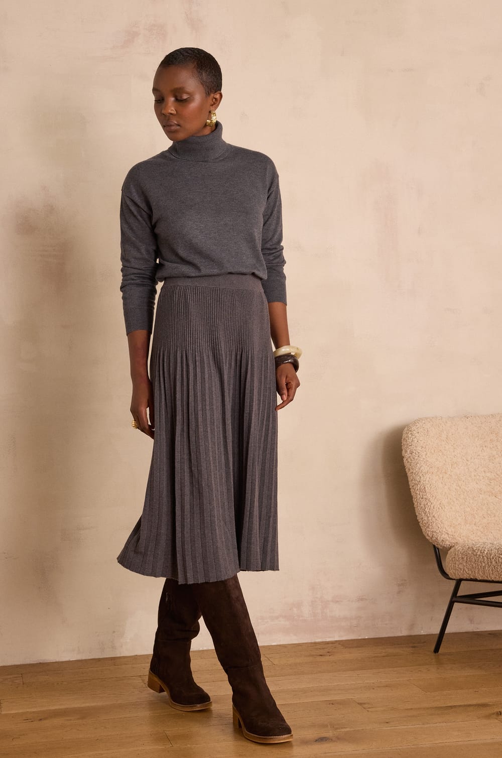 CLAUDIA pleated skirt;${refinementColor}