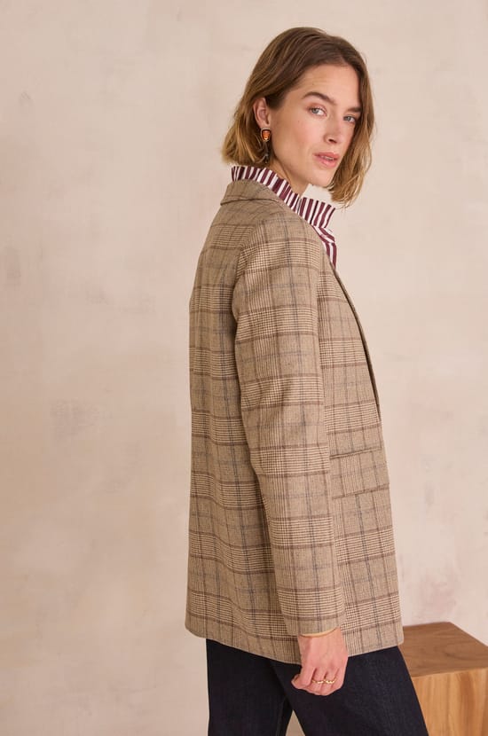 NELIA Prince of Wales check suit jacket;${refinementColor}
