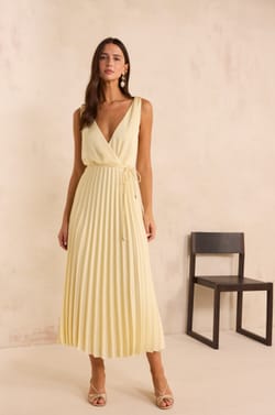 Sleeveless pleated dress FEATHER;${refinementColor}