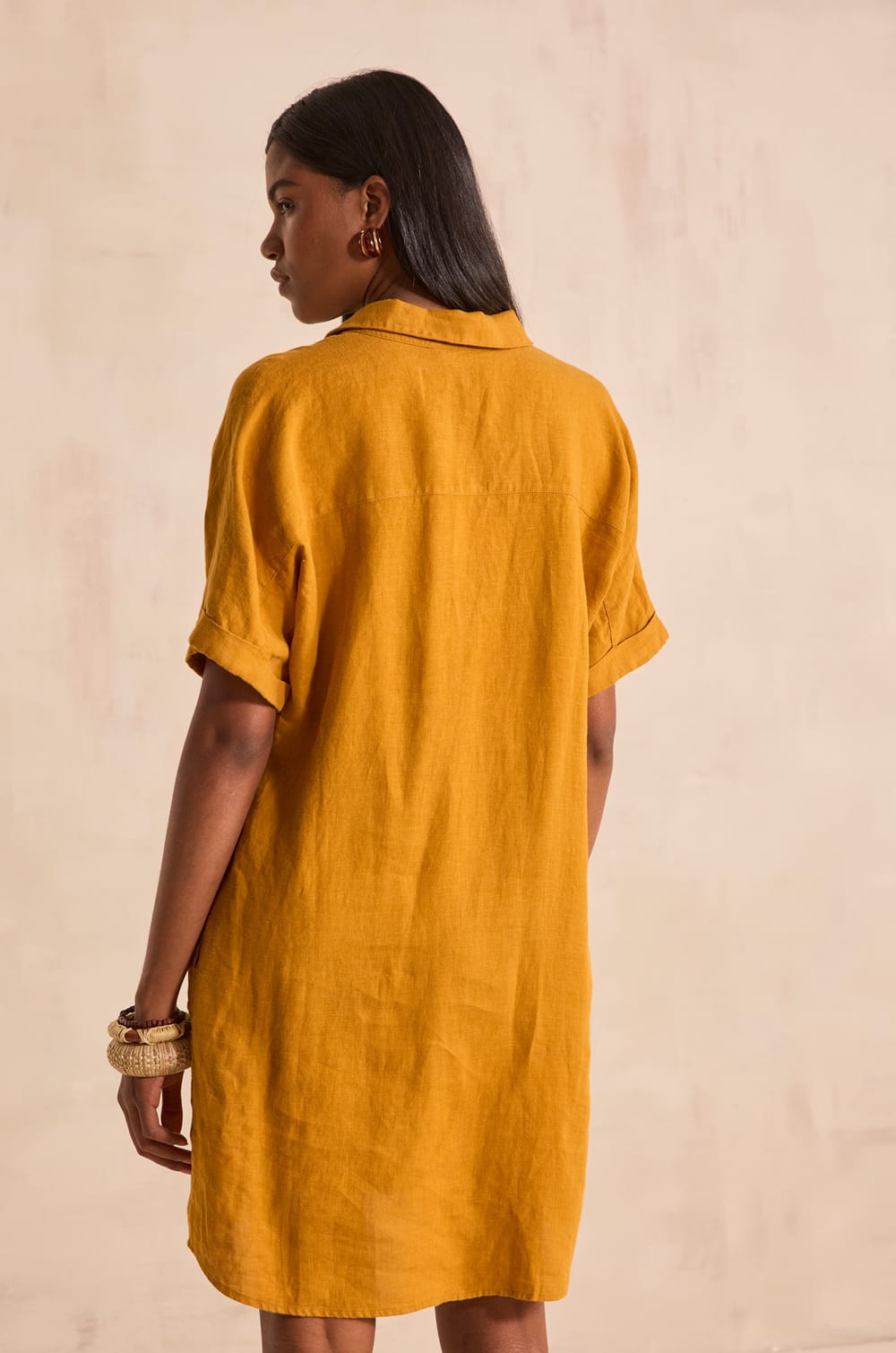 Straight linen shirt dress LAYA;${refinementColor}