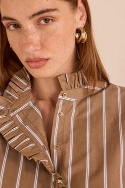 Striped long-sleeved cotton blouse SALIA;${refinementColor}