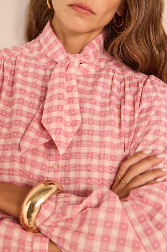 MALO long sleeve cotton blouse;${refinementColor}