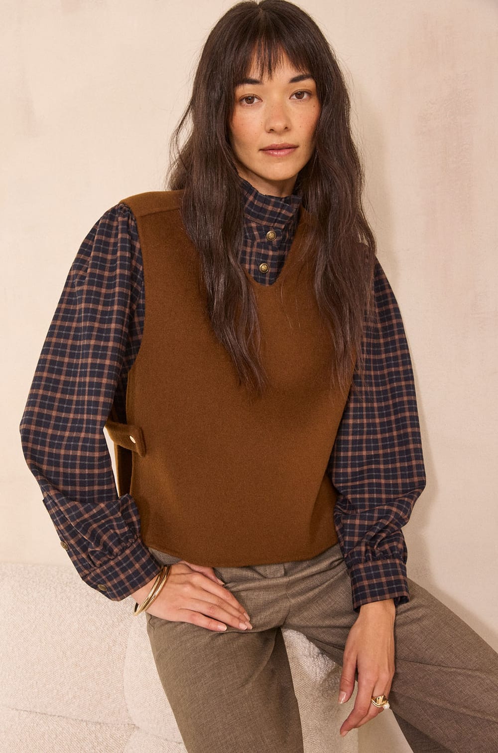 DENISE checkered blouse;${refinementColor}