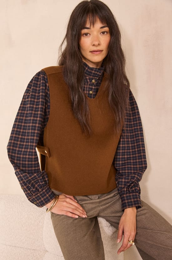 DENISE checkered blouse;${refinementColor}
