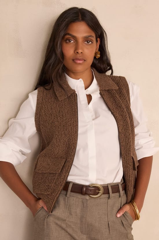 SIMON sleeveless cardigan;${refinementColor}