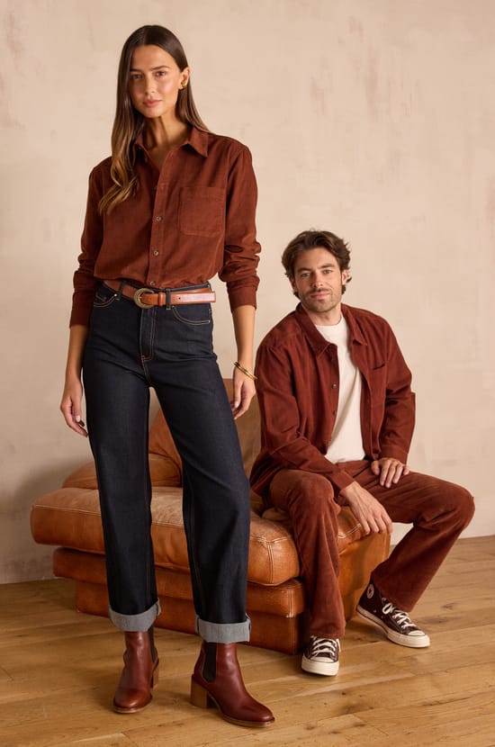 Unisex corduroy shirt INTREPIDE in 100% cotton;${refinementColor}