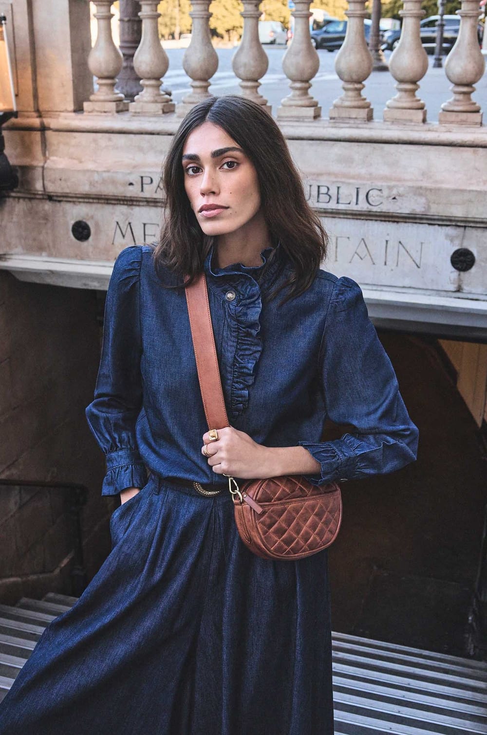 Long Sleeve Denim Blouse MILAN;${refinementColor}