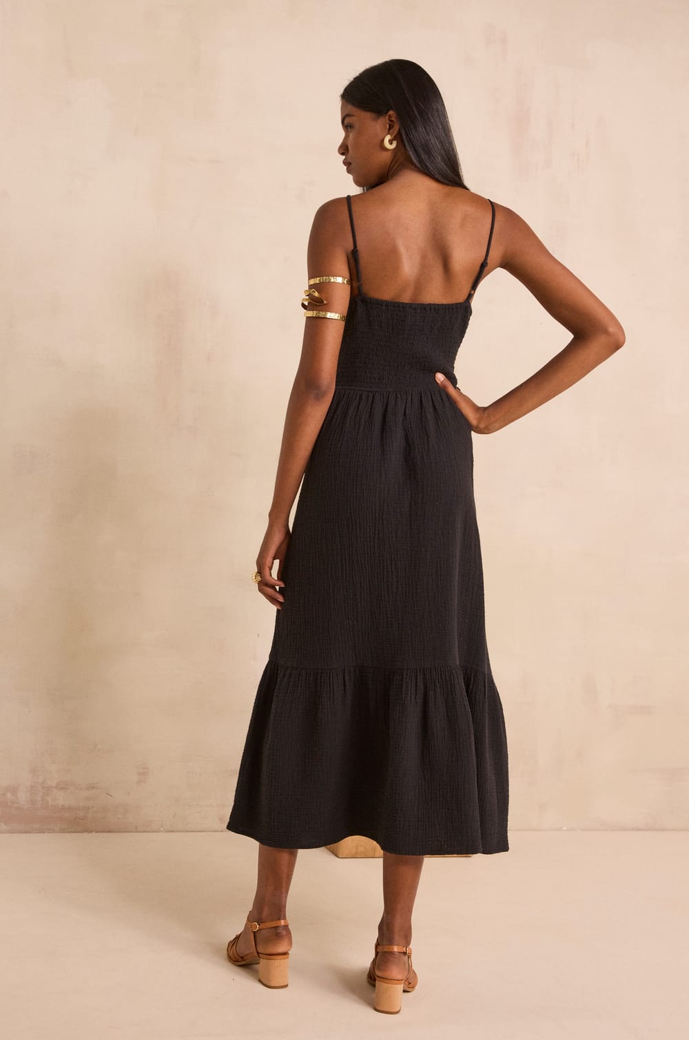 Flowy cotton strap dress PERRINE;${refinementColor}