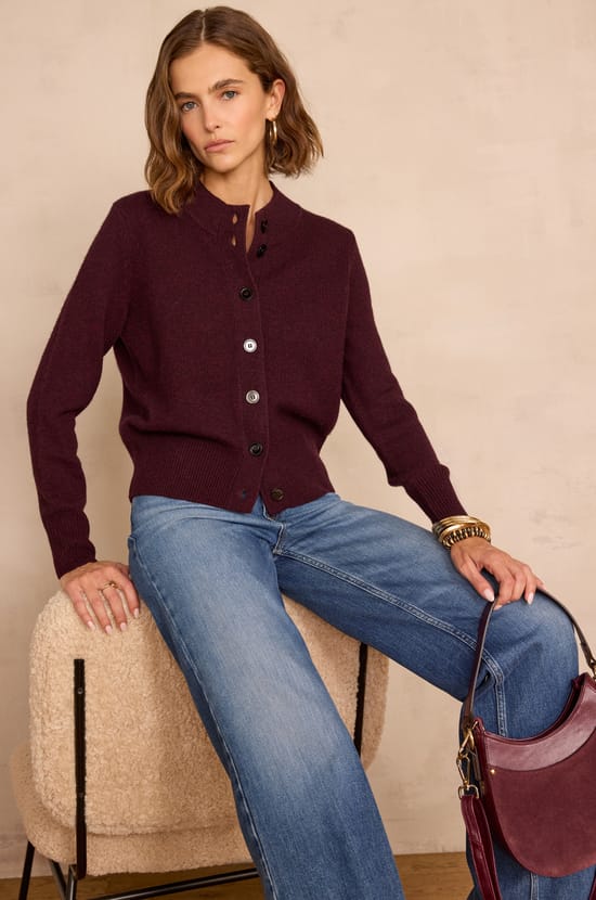 CHRIS cardigan in wool and yak;${refinementColor}