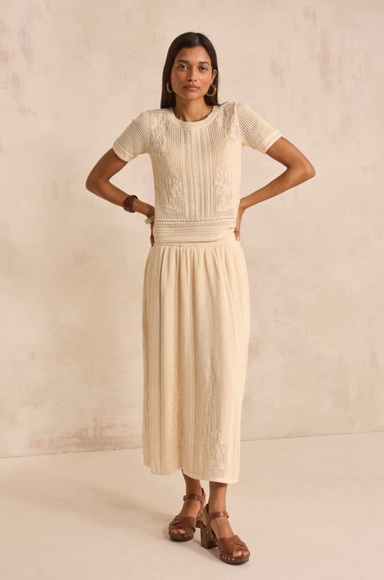 Crocheted mesh skirt 100% cotton OSLO;${refinementColor}