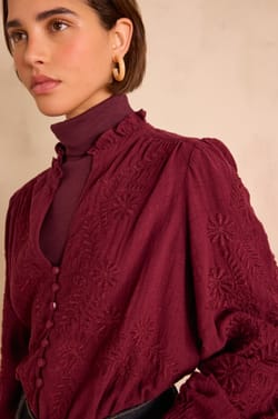 MALIA embroidered blouse in 100% cotton;${refinementColor}