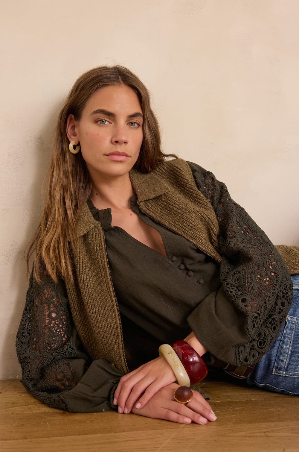 SIMONE embroidered blouse in 100% cotton;${refinementColor}