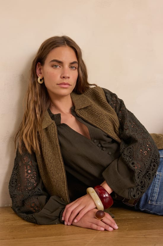 SIMONE embroidered blouse in 100% cotton;${refinementColor}