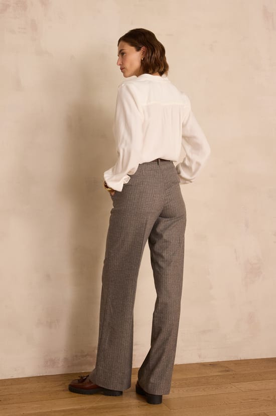 Pantalon FERGUSON en laine &agrave; rayures;${refinementColor}