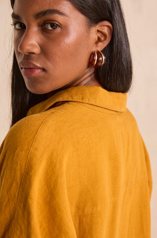 Straight linen shirt dress LAYA;${refinementColor}