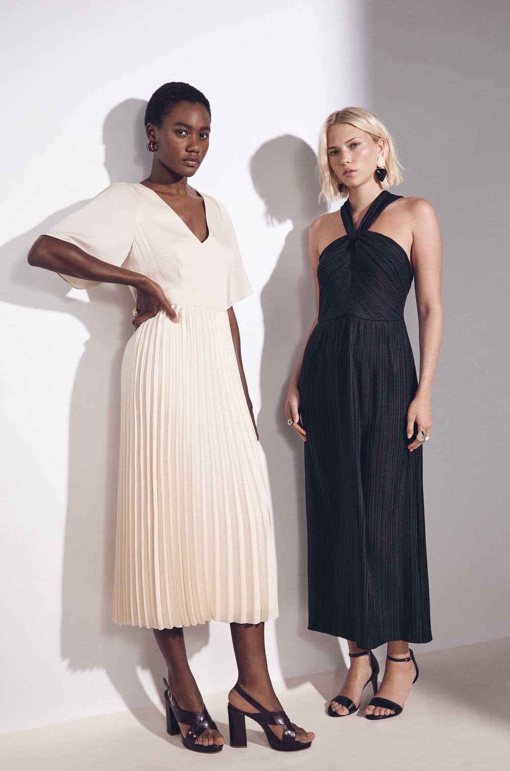 BILLIE pleated long dress;${refinementColor}