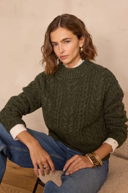 Pull BRANDON en laine à torsades;${refinementColor}