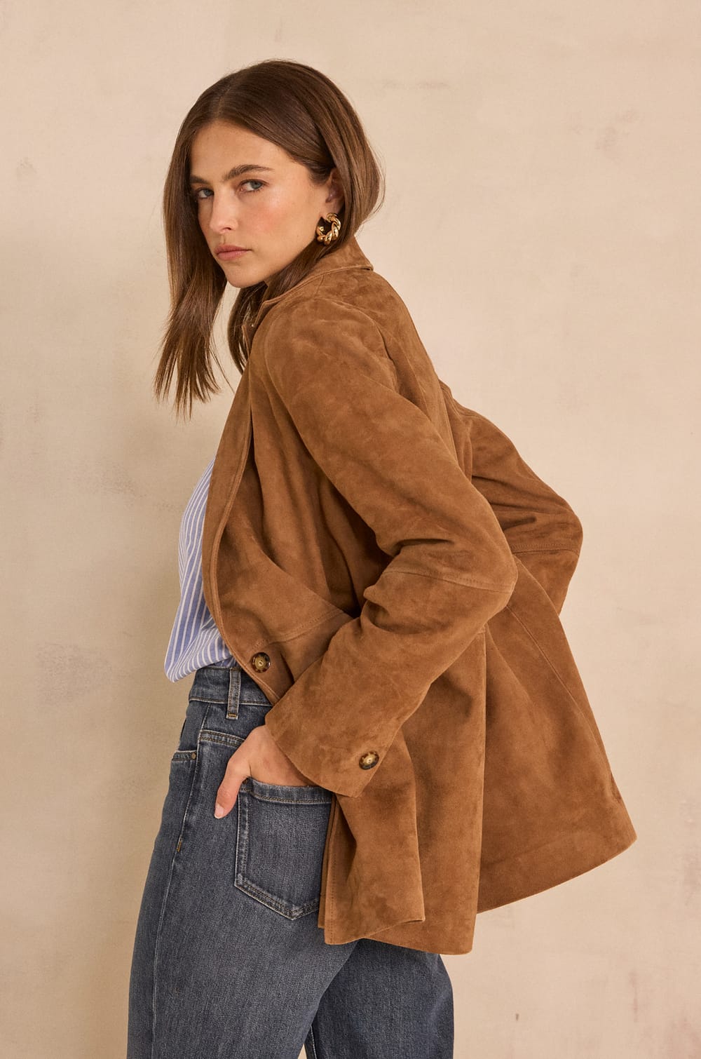 NELIA suede leather balzer;${refinementColor}