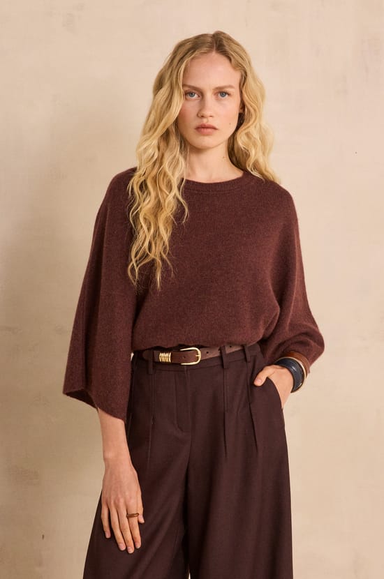 3/4 Sleeve Cashmere Sweater CODY;${refinementColor}