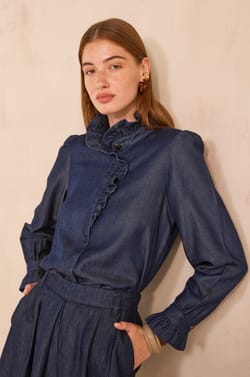 Long Sleeve Denim Blouse MILAN;${refinementColor}