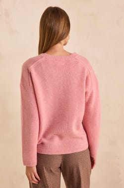 Pink long-sleeve cashmere sweater ALIZEE;${refinementColor}