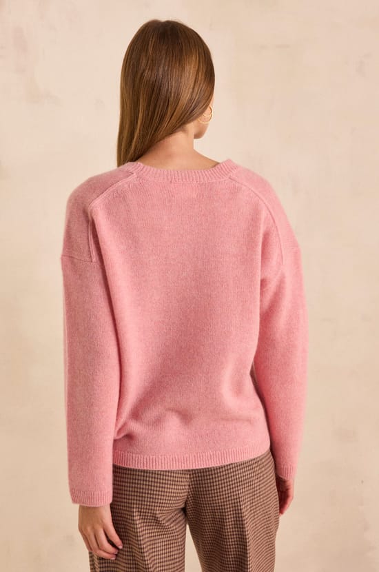 Pink long-sleeve cashmere sweater ALIZEE;${refinementColor}
