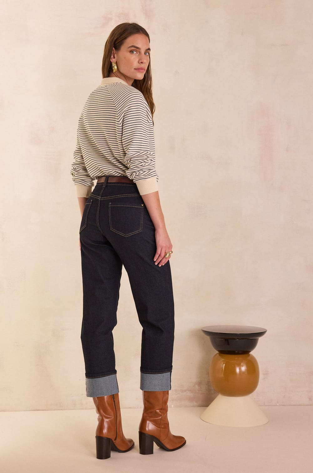 Cropped jeans with turn-ups DELIA;${refinementColor}