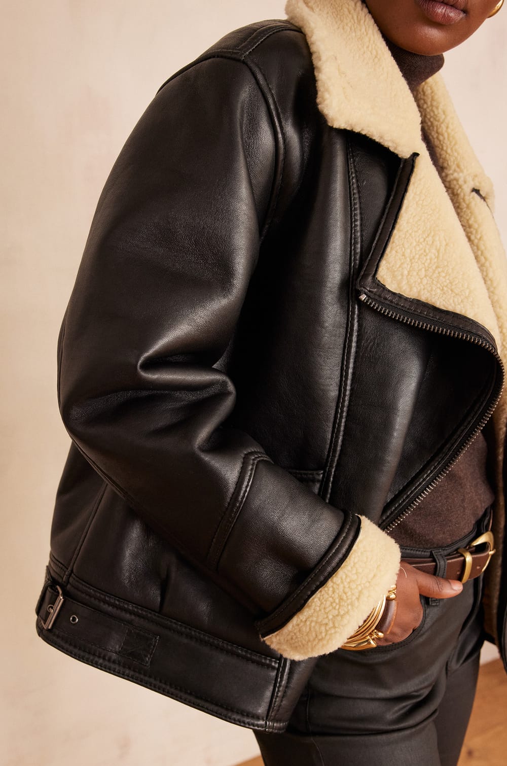 FOLIO leather jacket;${refinementColor}