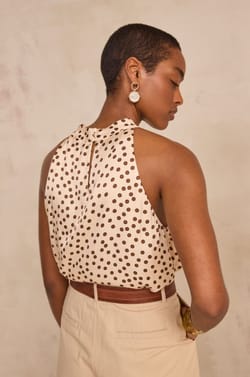 Darla polka dot sleeveless top;${refinementColor}