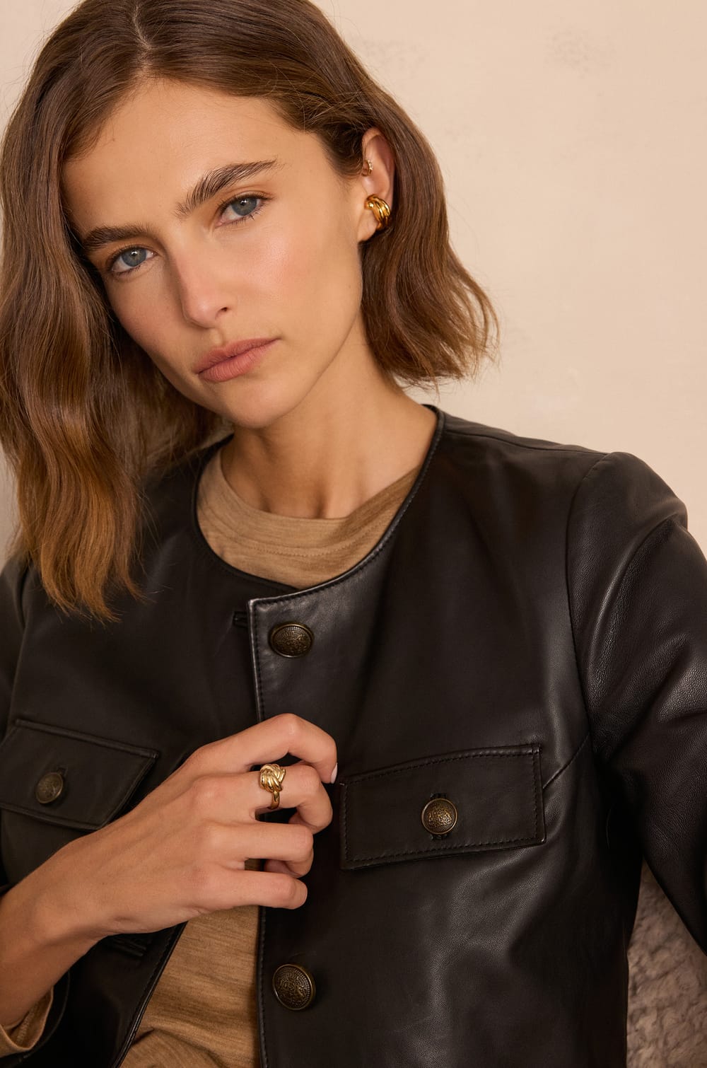 Blouson CHARLOTTE en cuir;${refinementColor}